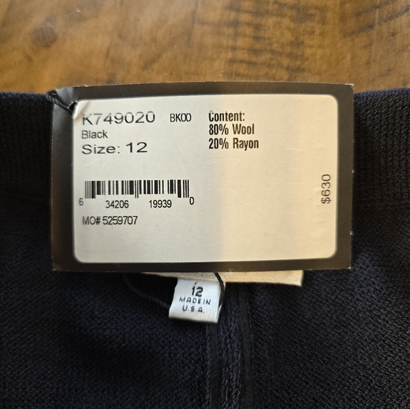 St John Black Fit Flare Elastic Waist Wool Blend Skirt 12 - Picture 4 of 5